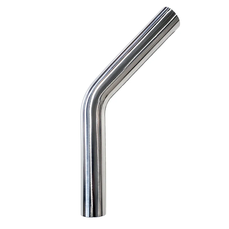 1.625" 16ga 45° Mandrel Bend - (2.438" CLR / 6.000" Legs) - Polished OD - 304 Stainless