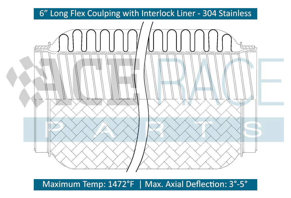 1.750" ID x 6" Long Flex Coupling (Interlock Liner) 304 Stainless - Image 5