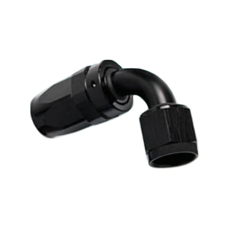 -10AN Female 90° Hose End, Swivel Style, Black Hard Anodized Aluminum