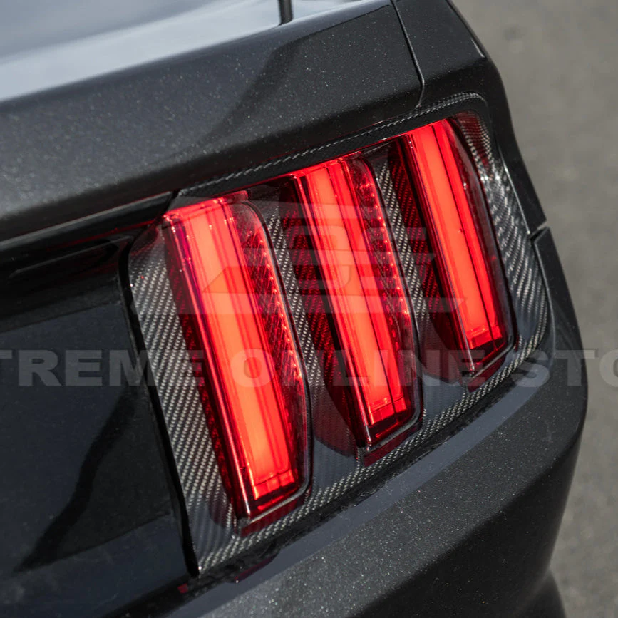 2015-17 Ford Mustang DRY CARBON FIBER Rear Tail Light Trim Bezel Cover Pair - Image 12