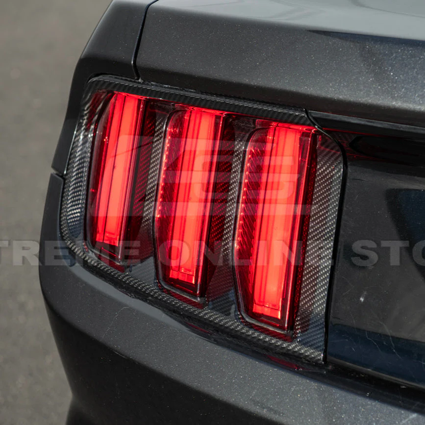 2015-17 Ford Mustang DRY CARBON FIBER Rear Tail Light Trim Bezel Cover Pair - Image 9