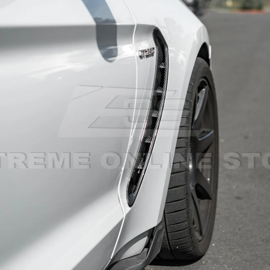 2015-20 Ford Mustang DRY Carbon Fiber Front Side Fender Vent Cover - Image 12