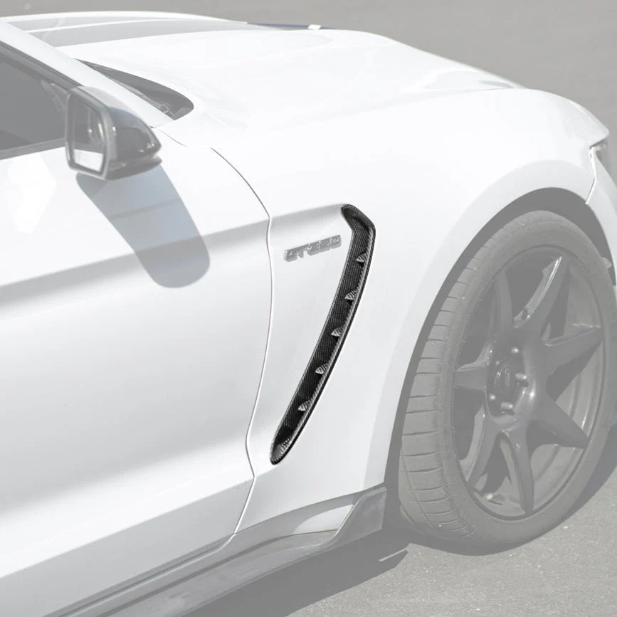 2015-20 Ford Mustang DRY Carbon Fiber Front Side Fender Vent Cover - Image 2