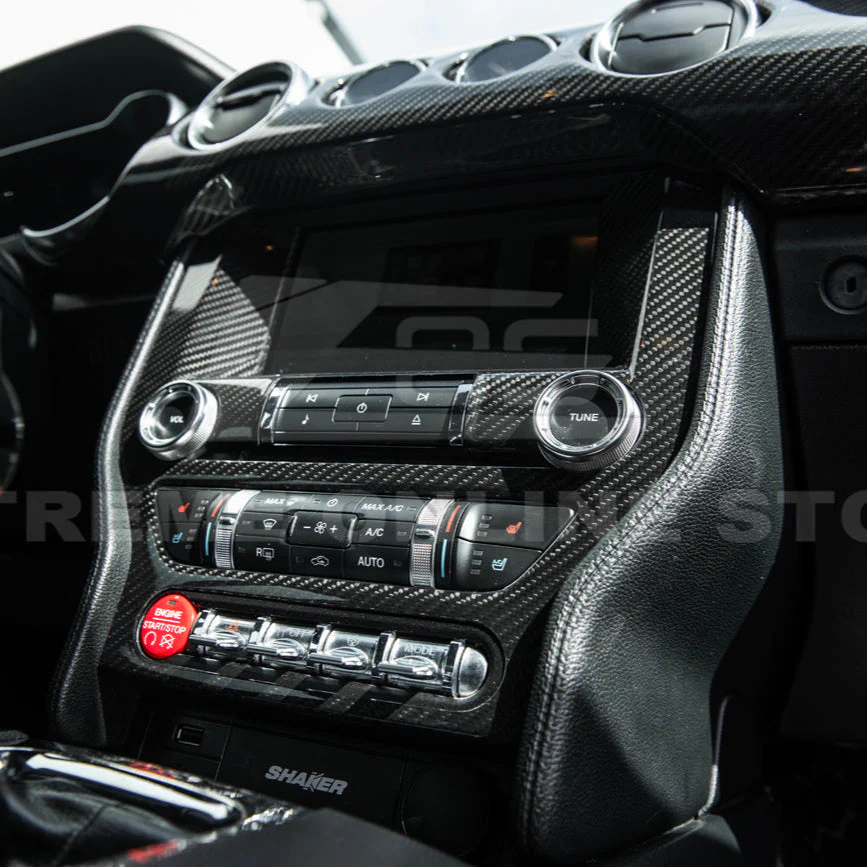 2015-23 Ford Mustang DRY CARBON FIBER Center Console Control Panel Cover - Image 5