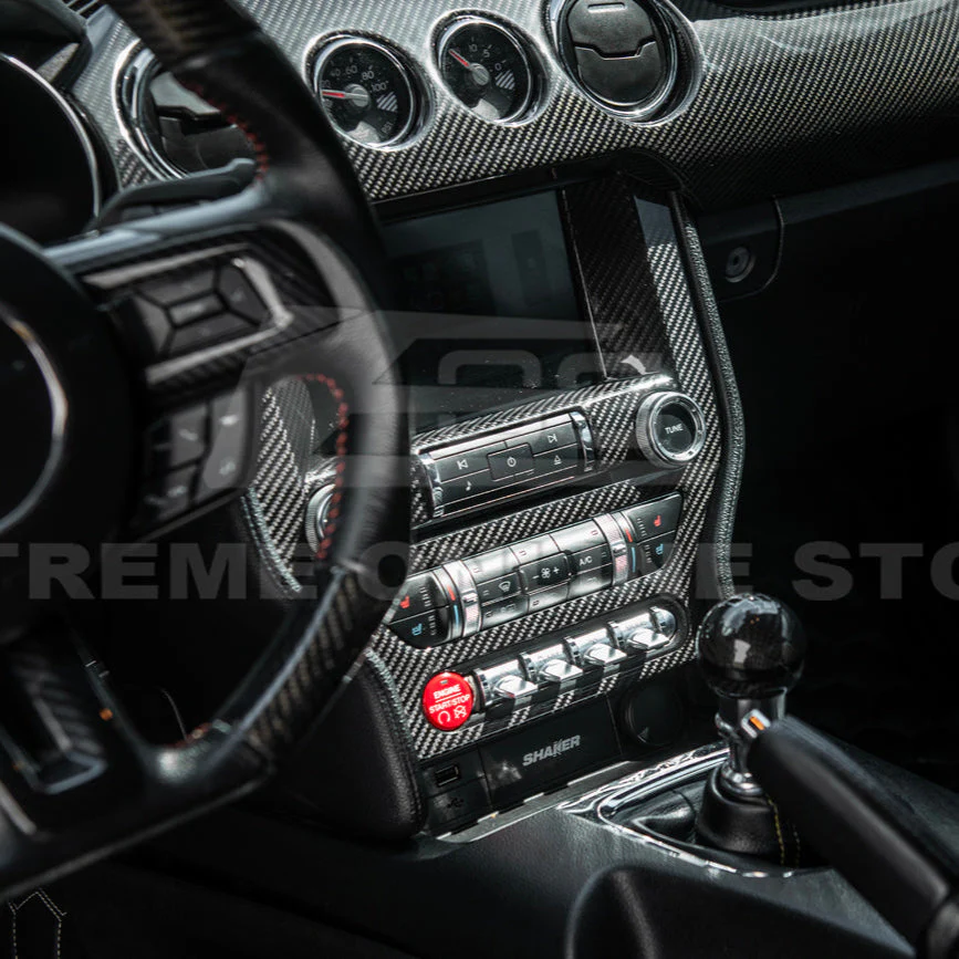 2015-23 Ford Mustang DRY CARBON FIBER Center Console Control Panel Cover - Image 6