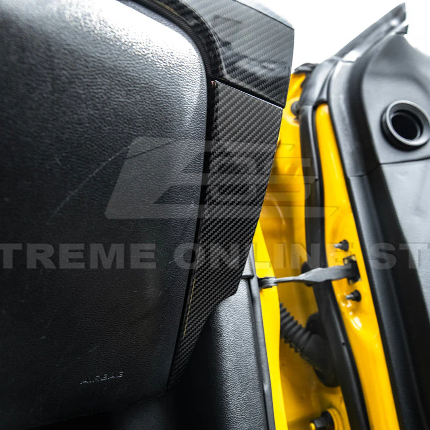 2015-23 Ford Mustang DRY CARBON FIBER Dashboard Lower Trim Cover Pair - Image 3