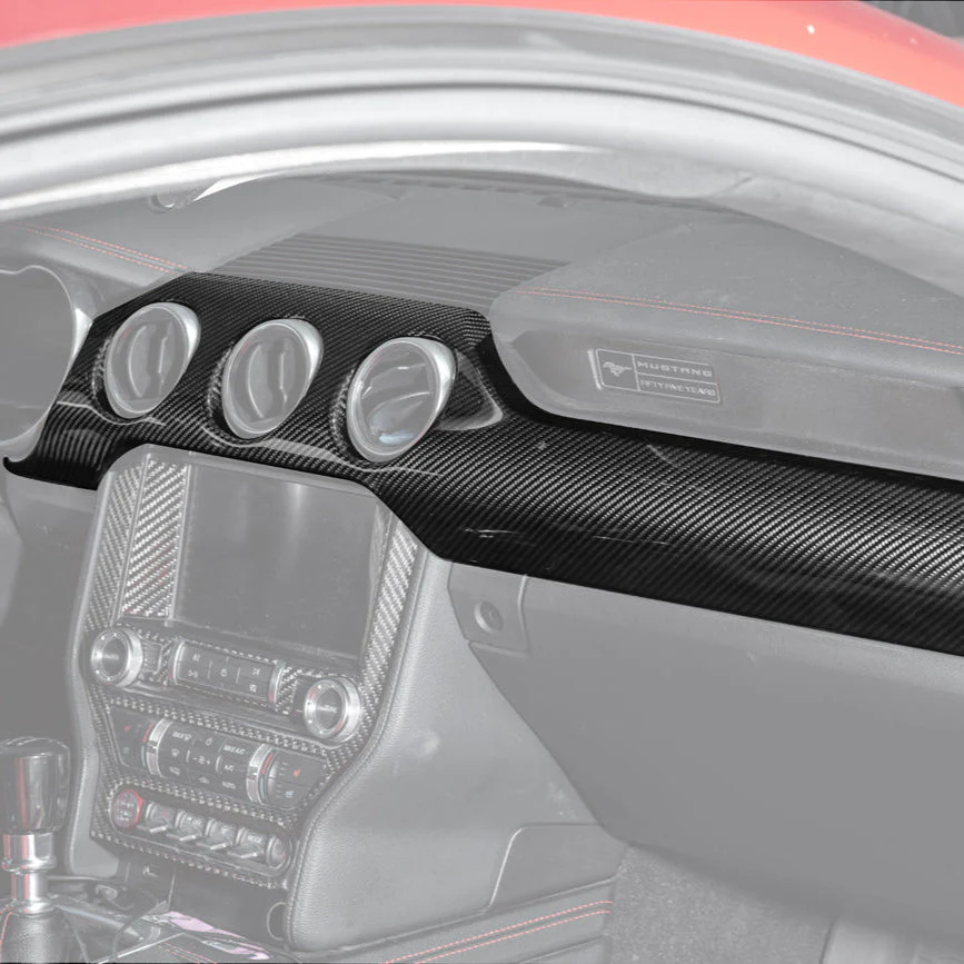 2015-23 Ford Mustang 3 AC DRY CARBON FIBER Dashboard Panel Trim - Image 2