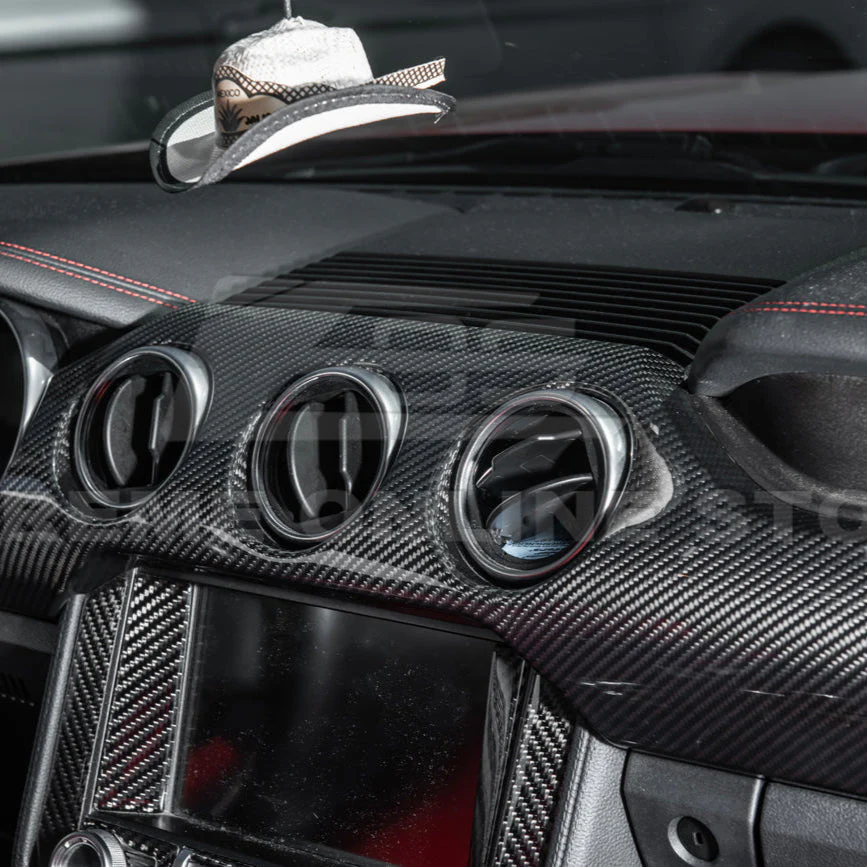 2015-23 Ford Mustang 3 AC DRY CARBON FIBER Dashboard Panel Trim - Image 4