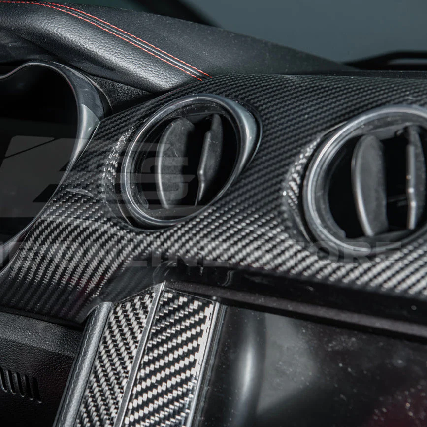 2015-23 Ford Mustang 3 AC DRY CARBON FIBER Dashboard Panel Trim - Image 5