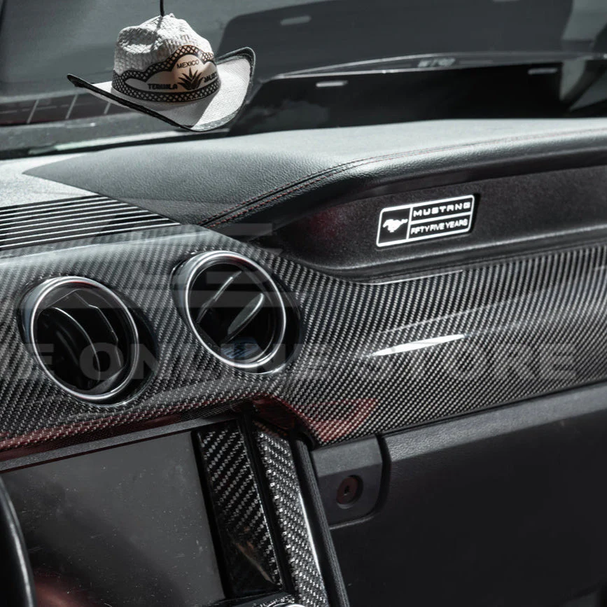 2015-23 Ford Mustang 3 AC DRY CARBON FIBER Dashboard Panel Trim - Image 6