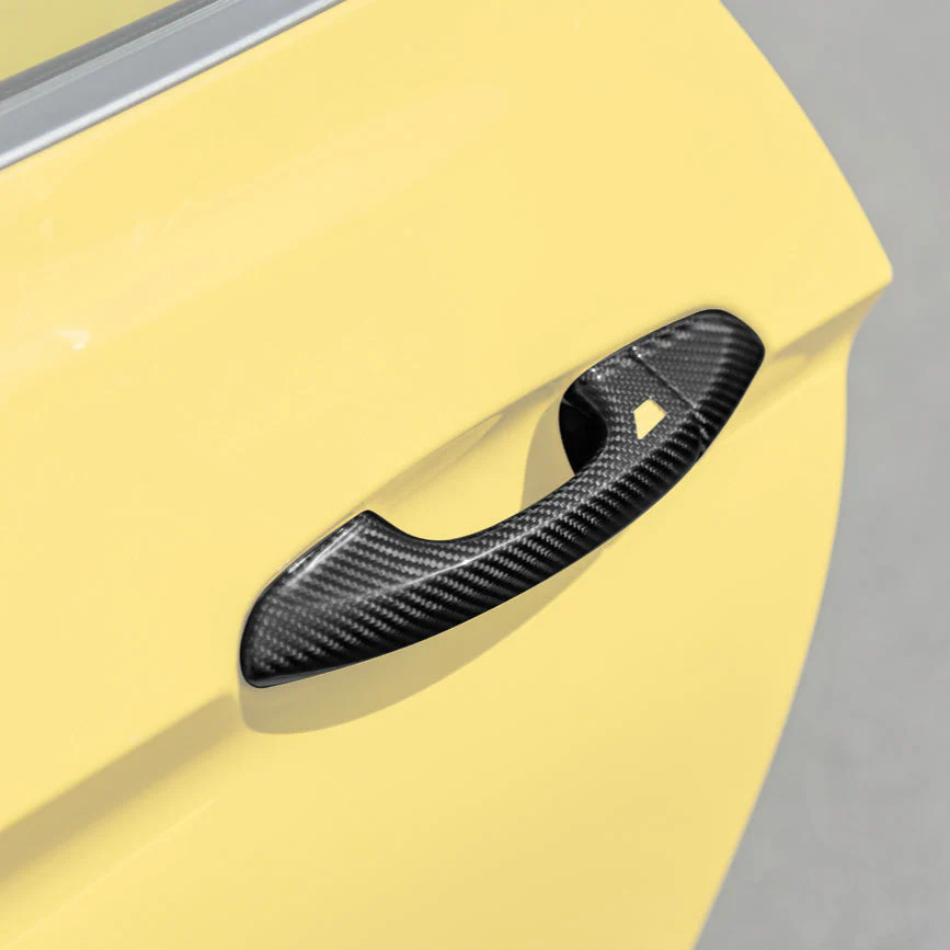 2015-23 Ford Mustang DRY CARBON FIBER Outer Door Handle Cover Set - Image 2