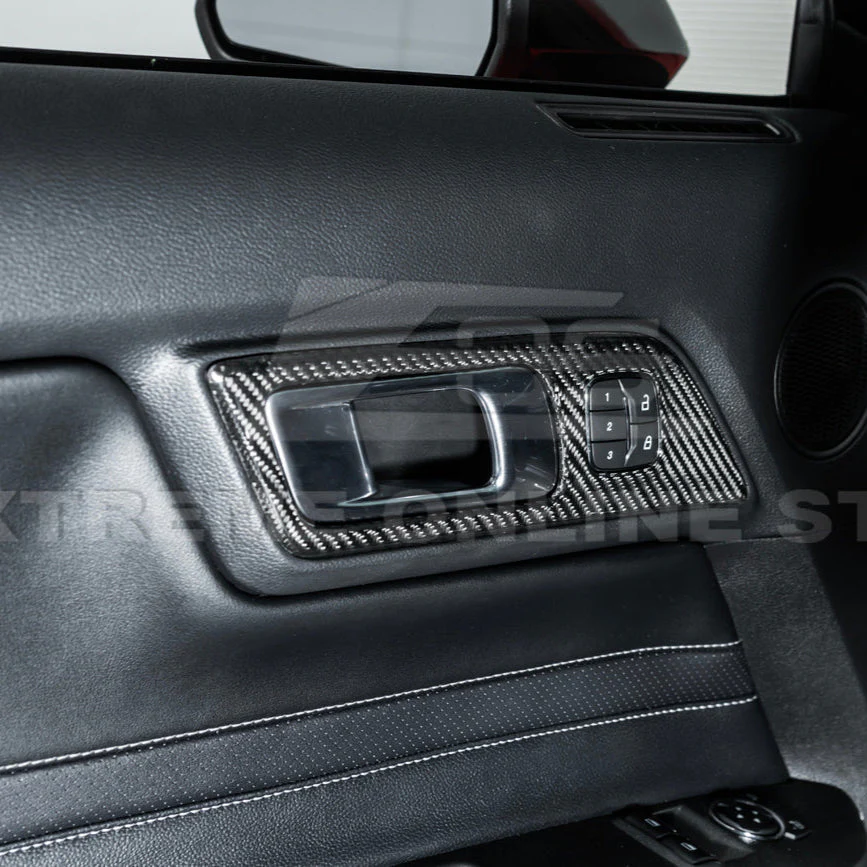 2015-Up Ford Mustang DRY CARBON FIBER Door Handle Panel Cover - Image 5