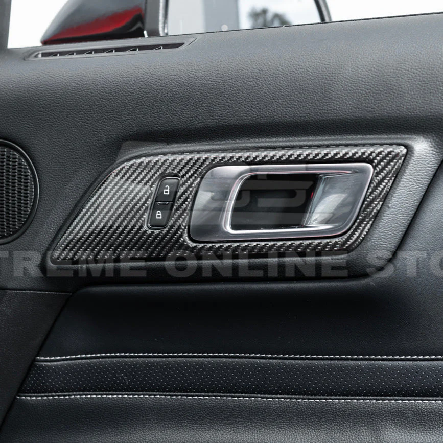 2015-Up Ford Mustang DRY CARBON FIBER Door Handle Panel Cover - Image 9