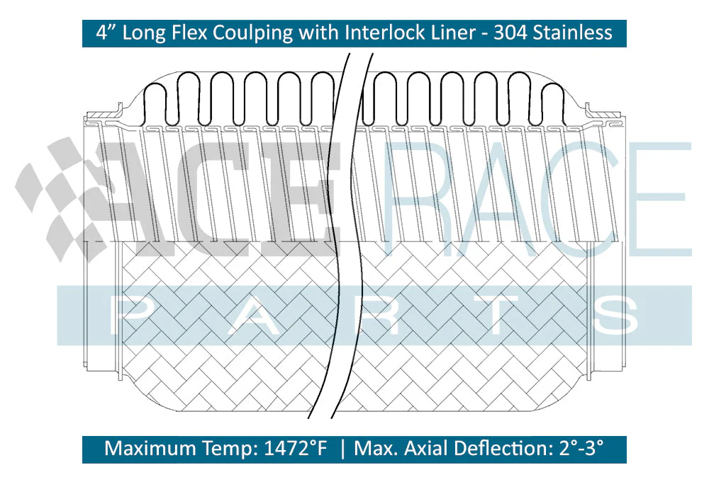 2.000" ID x 4" Long Flex Coupling (Interlock Liner) 304 Stainless - Image 5