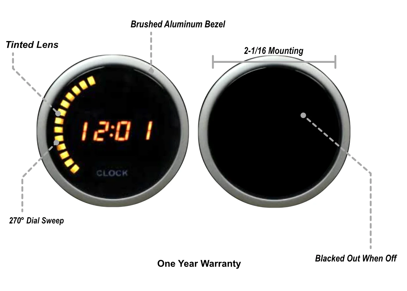 2-1/16" Digital Clock 12 volt -Amber - Image 2