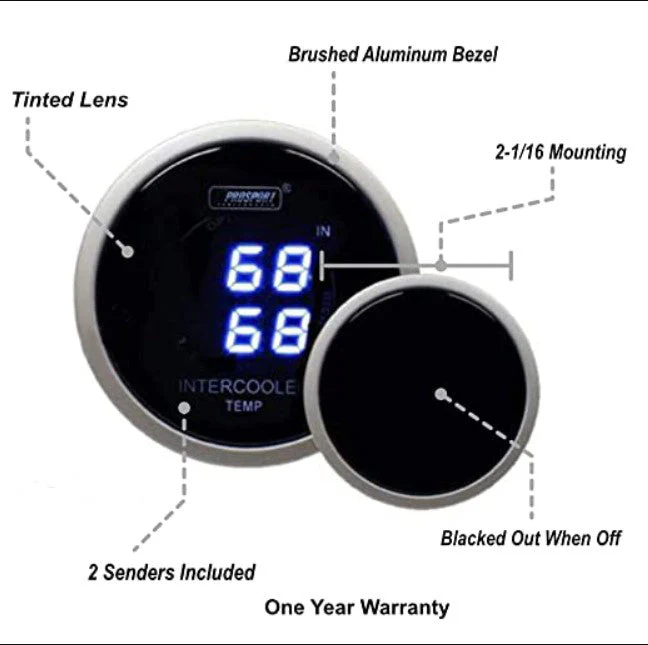 2-1/16" Digital Dual Intercooler air temperature gauge - Image 2