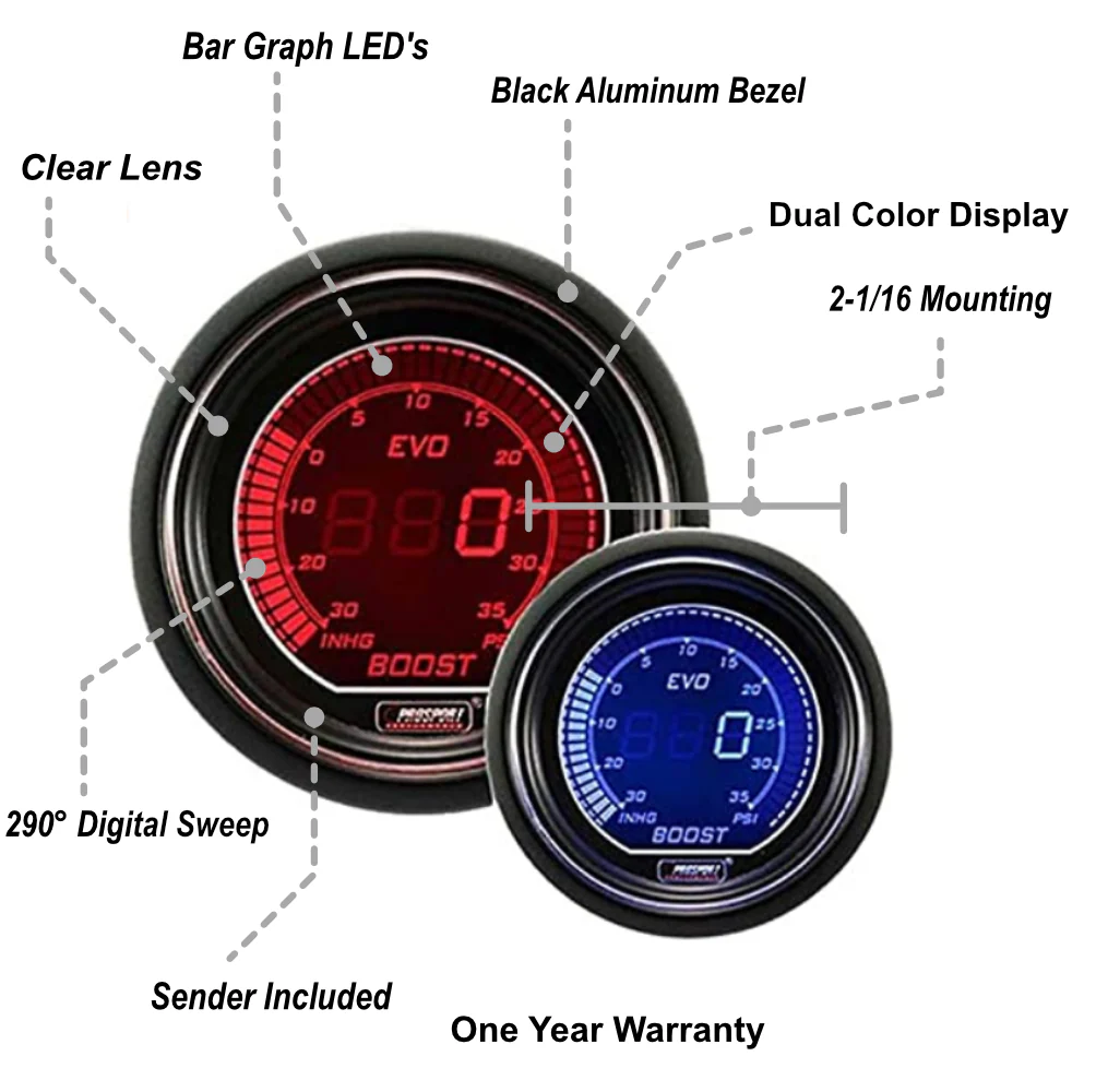 2-1/16" Evo Electrical Boost Gauge - Image 2