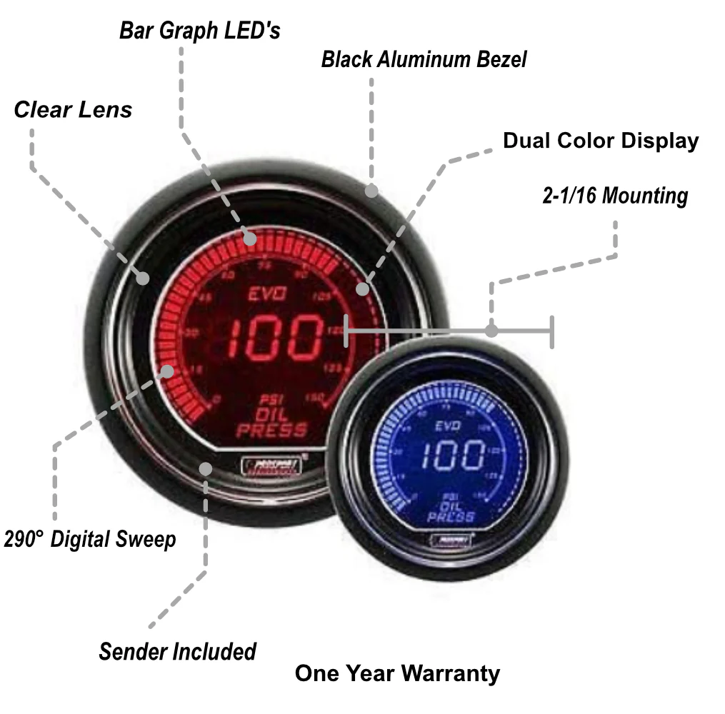 2-1/16" Evo Electrical Oil Pressure Gauge - Image 4