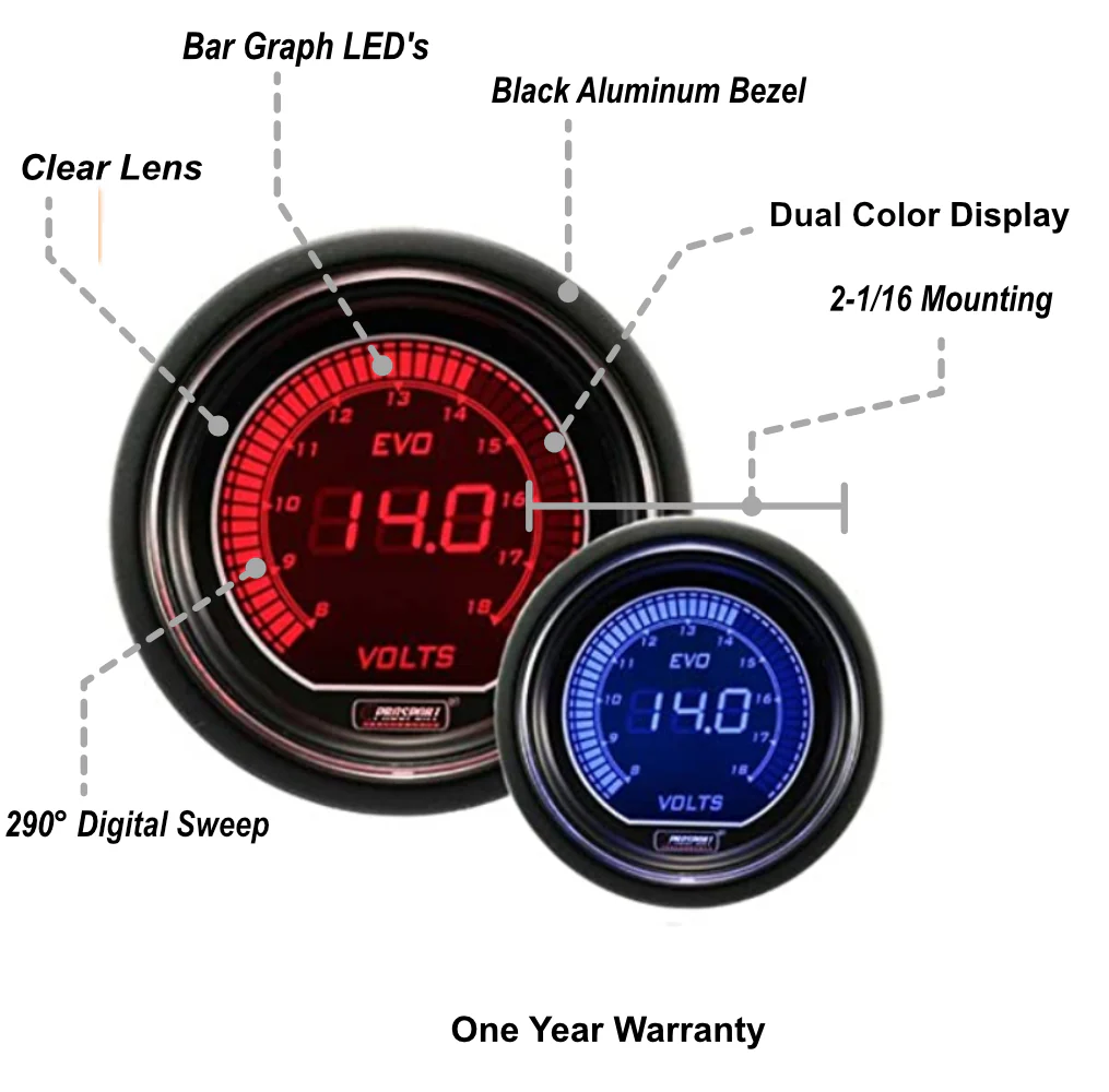 2-1/16" Evo Electrical Volt Gauge - Image 2
