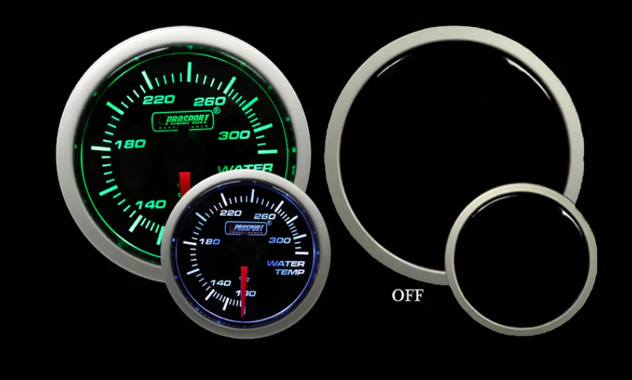 2-1/16" Green/White Water Temperature Gauge - Image 4