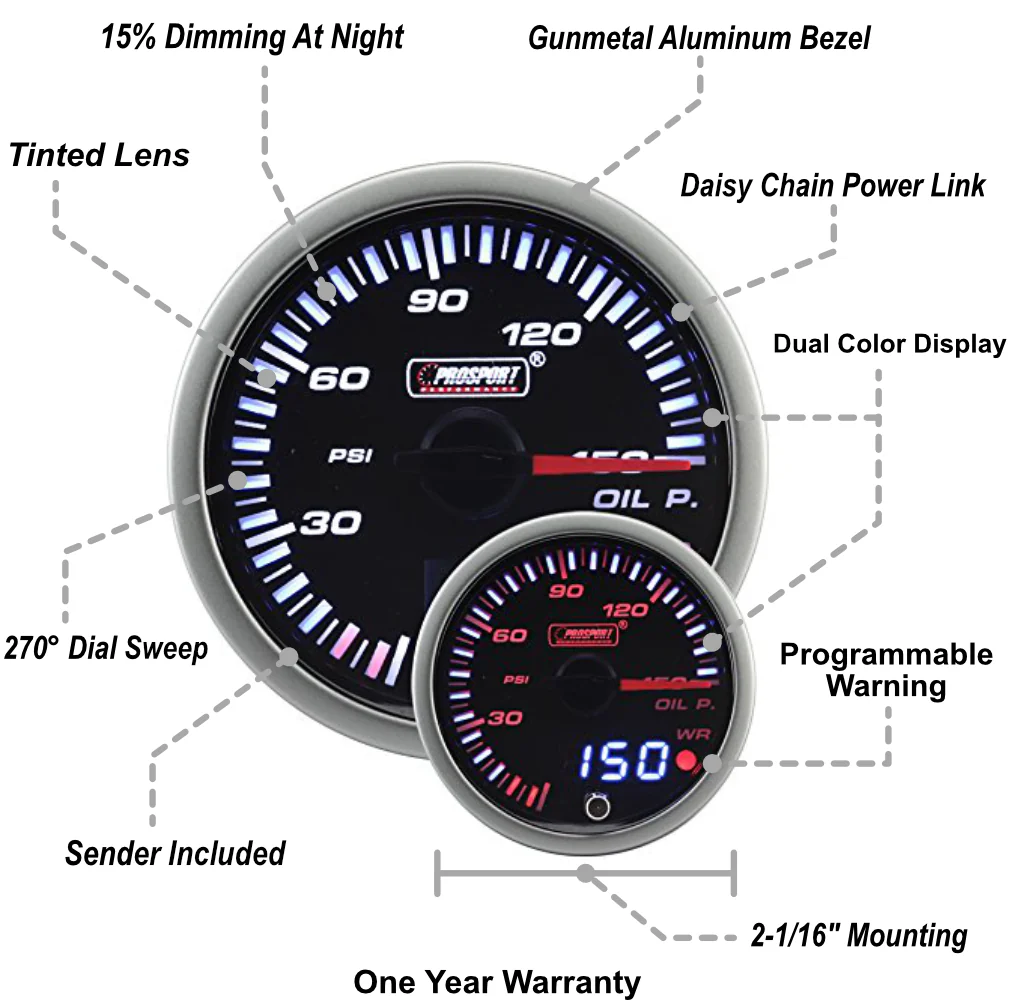 2-1/16" JDM Electrical Oil Pressure Gauge - Image 2