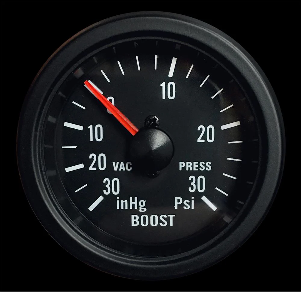 2-1/16" Mechanical Boost Gauge Clear Lens White LED - Image 2