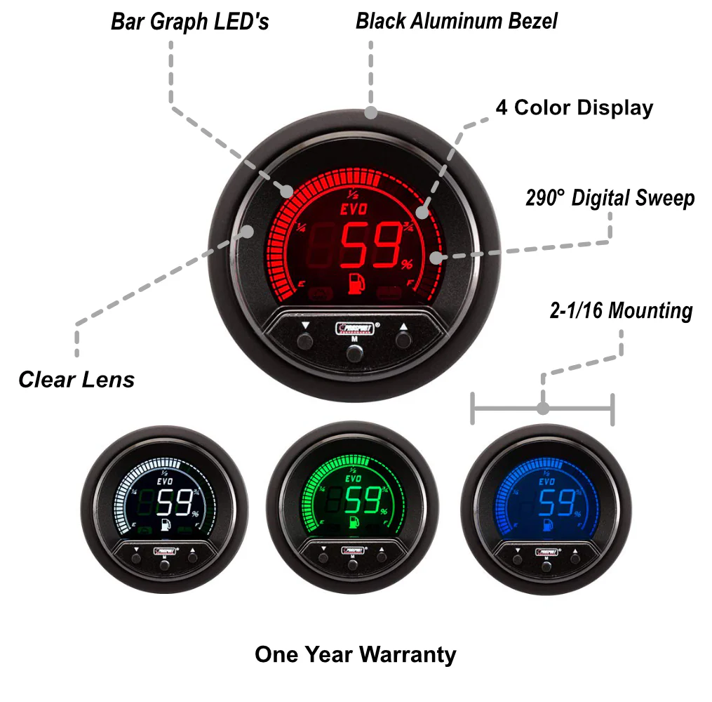 2-1/16" Premium Evo Electrical Fuel Level Gauge - Image 2