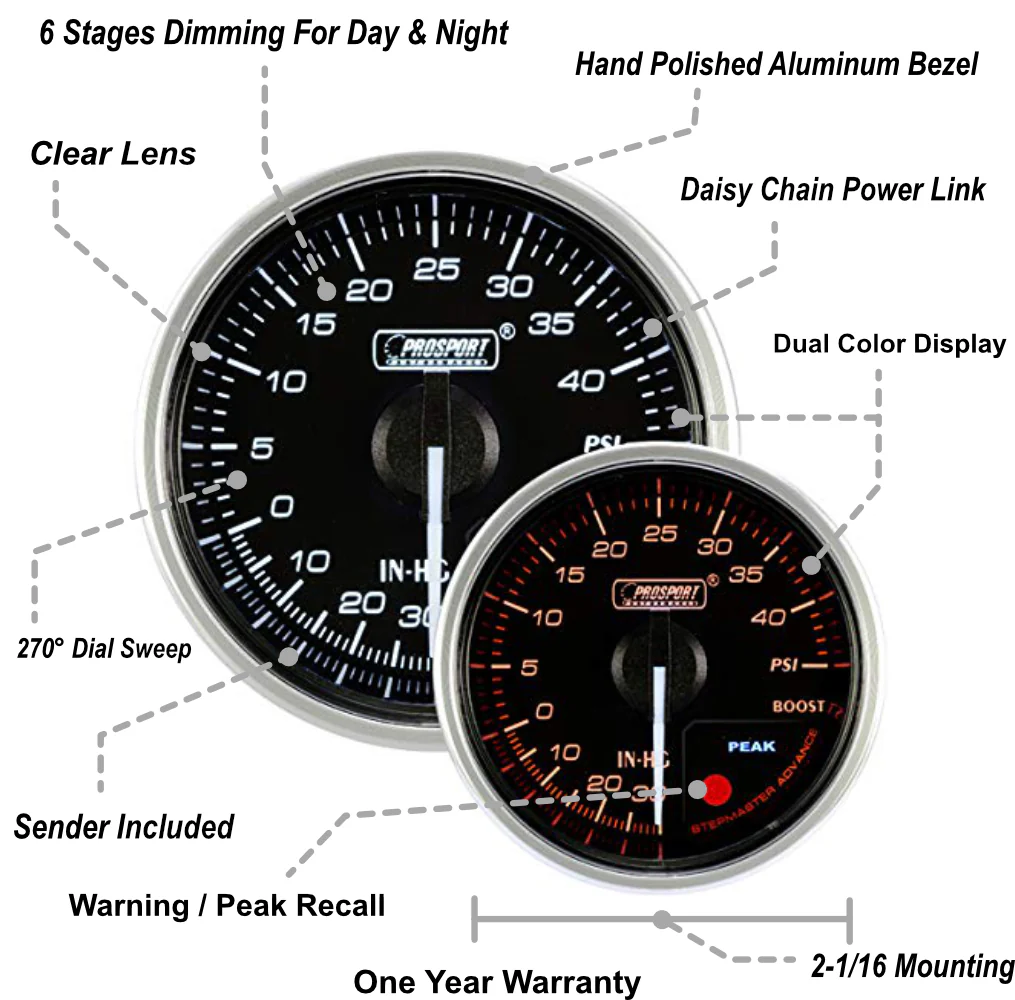 2-1/16" Supreme Series Electrical Boost Gauge - Image 2