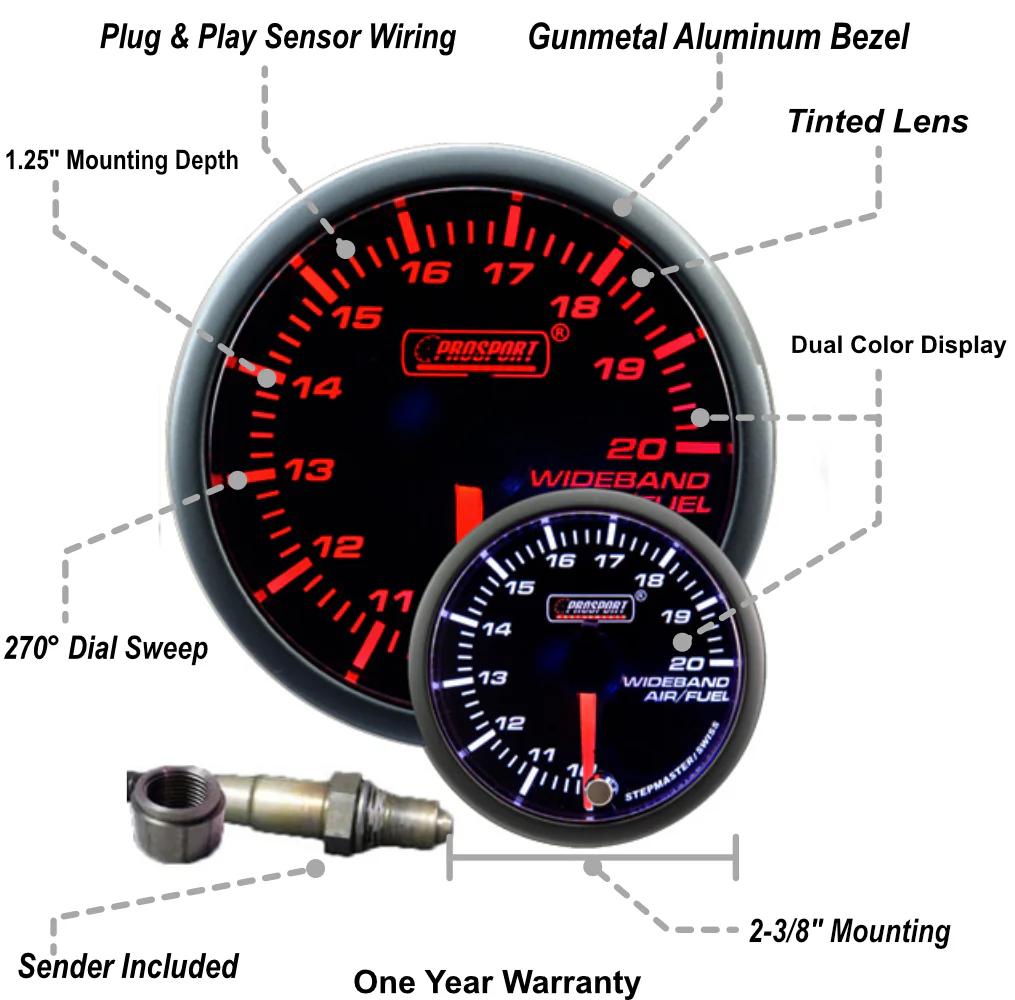 2-3/8" Wideband PremiumAir Fuel Ratio kit-Amber/White - Image 2