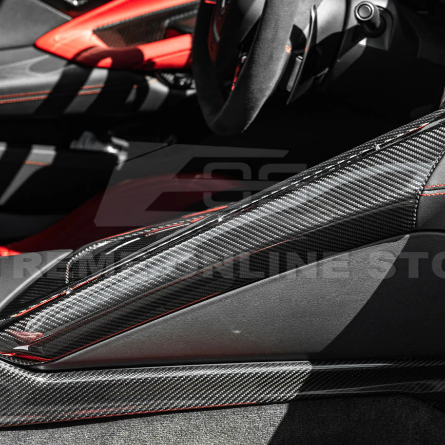 Corvette C8 DRY CARBON FIBER Center Console Armrest Right Trim Panel - Image 5