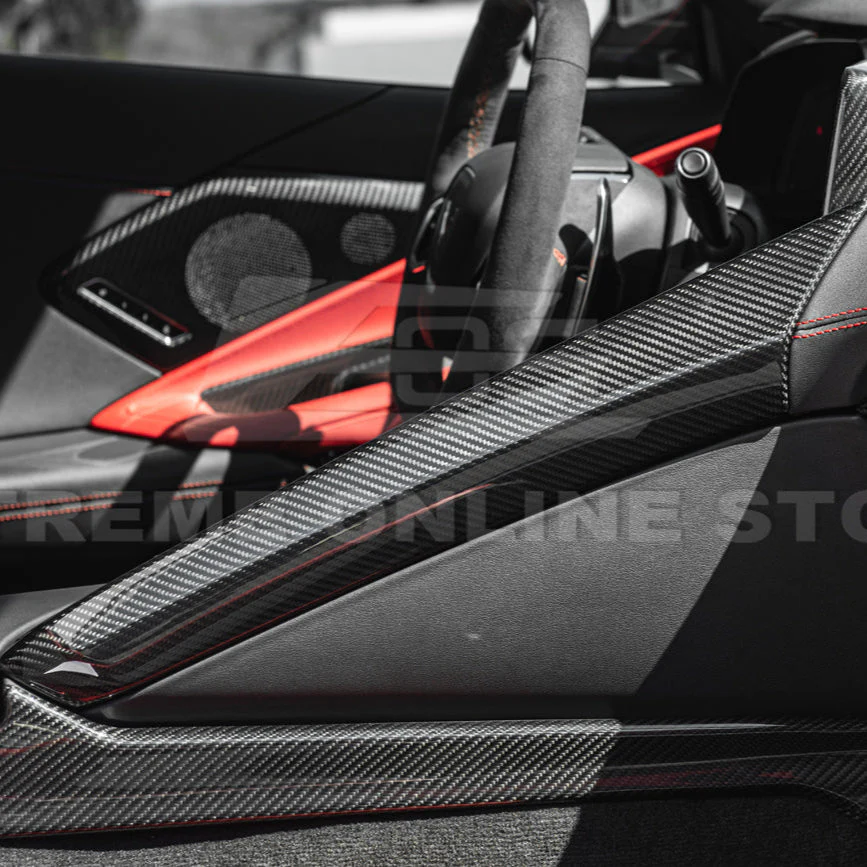 Corvette C8 DRY CARBON FIBER Center Console Armrest Right Trim Panel - Image 6