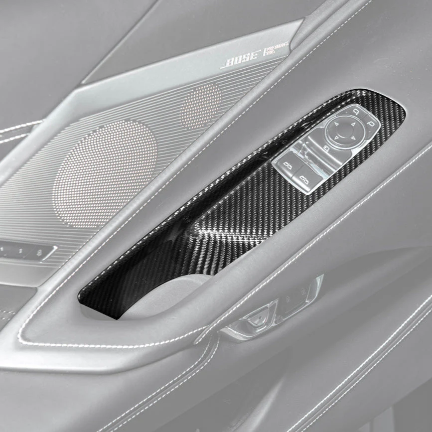 Corvette C8 Coupe DRY CARBON FIBER Side Window Switch Control Panel Cover