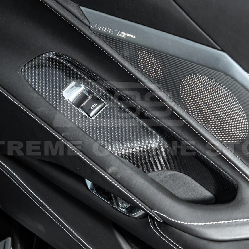 Corvette C8 Coupe DRY CARBON FIBER Side Window Switch Control Panel Cover - Image 10