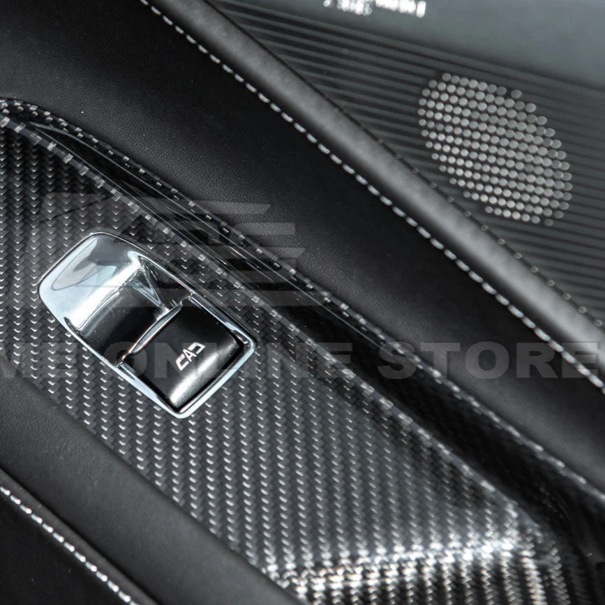 Corvette C8 Coupe DRY CARBON FIBER Side Window Switch Control Panel Cover - Image 11