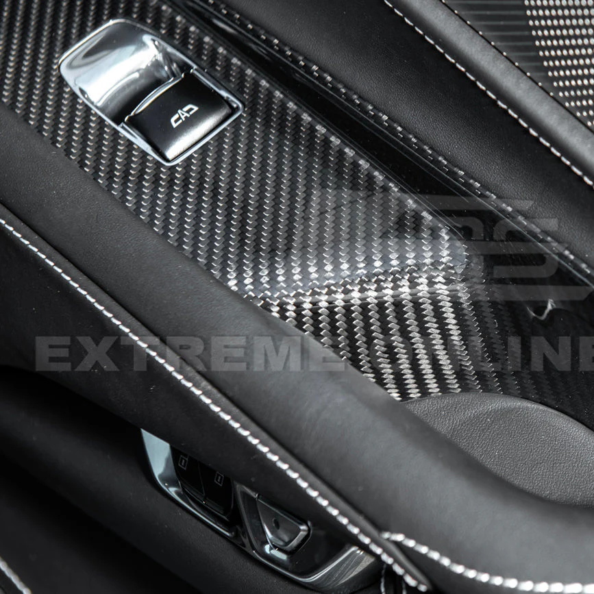 Corvette C8 Coupe DRY CARBON FIBER Side Window Switch Control Panel Cover - Image 12