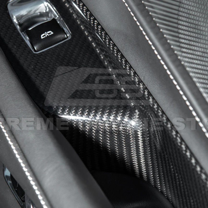 Corvette C8 Coupe DRY CARBON FIBER Side Window Switch Control Panel Cover - Image 13