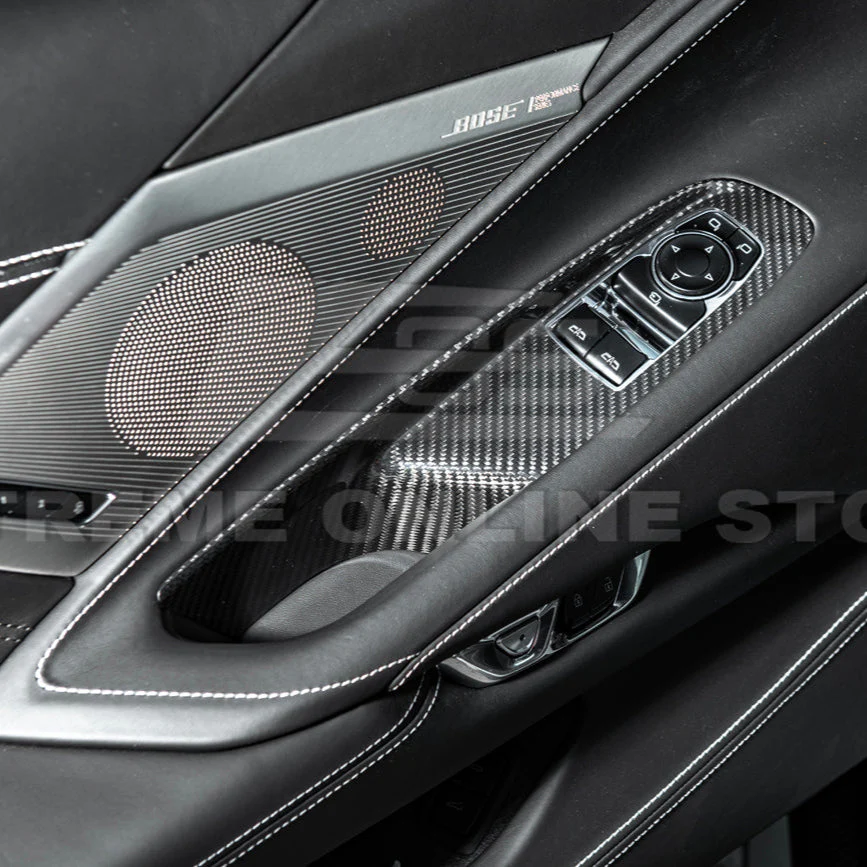 Corvette C8 Coupe DRY CARBON FIBER Side Window Switch Control Panel Cover - Image 5