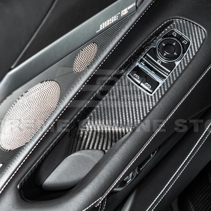 Corvette C8 Coupe DRY CARBON FIBER Side Window Switch Control Panel Cover - Image 6