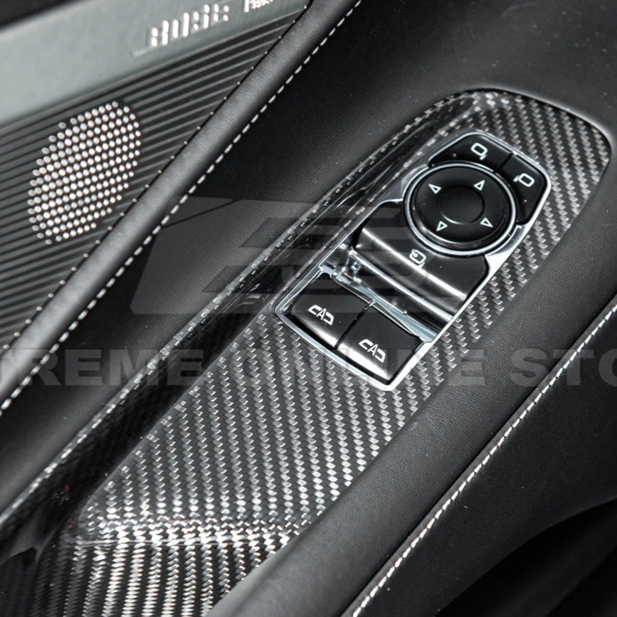 Corvette C8 Coupe DRY CARBON FIBER Side Window Switch Control Panel Cover - Image 7