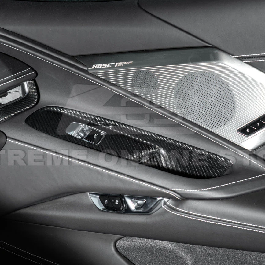 Corvette C8 Coupe DRY CARBON FIBER Side Window Switch Control Panel Cover - Image 9