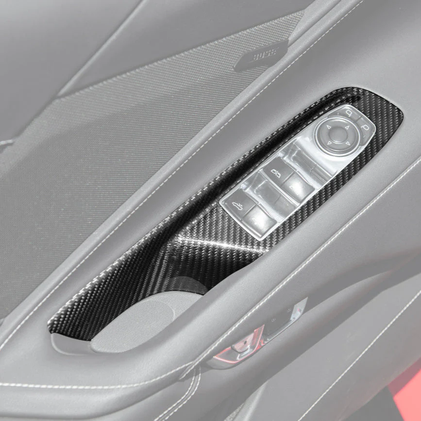 Corvette C8 DRY CARBON FIBER Door Window Control Panel Switch Cover - Image 3