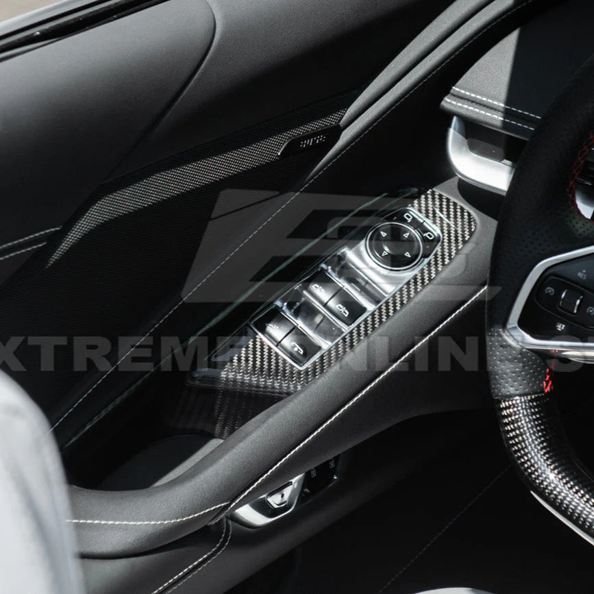 Corvette C8 DRY CARBON FIBER Door Window Control Panel Switch Cover - Image 4