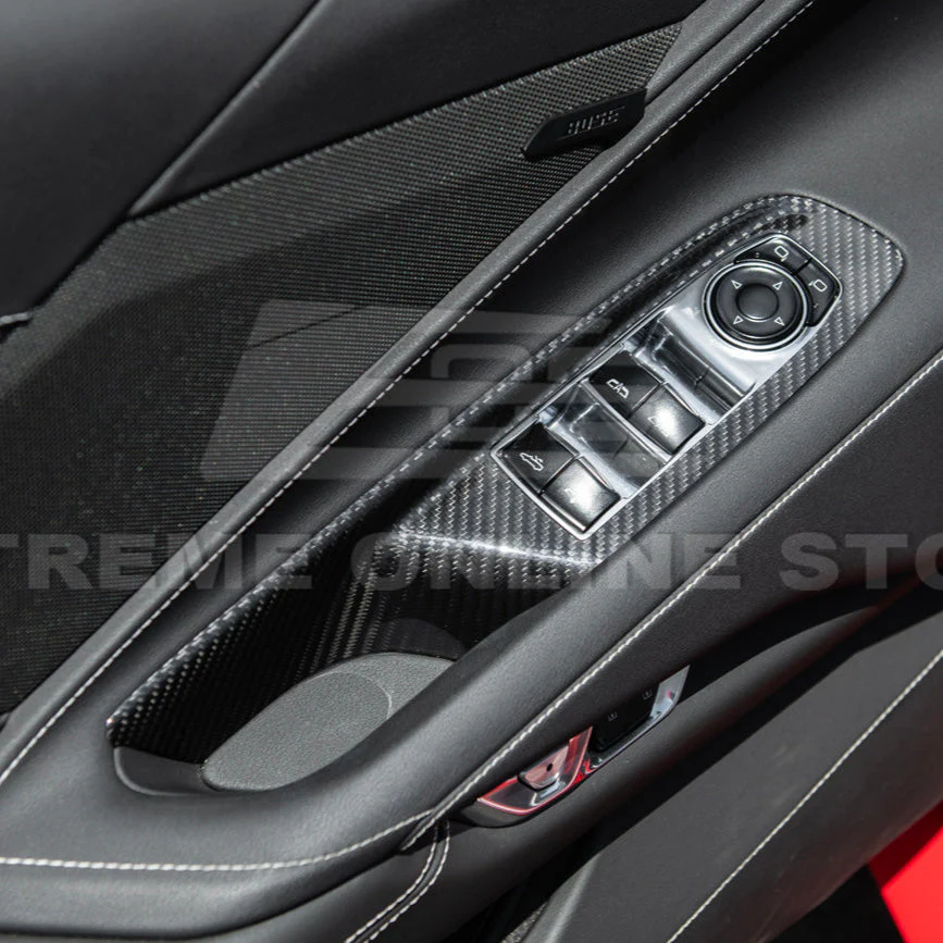 Corvette C8 DRY CARBON FIBER Door Window Control Panel Switch Cover - Image 5