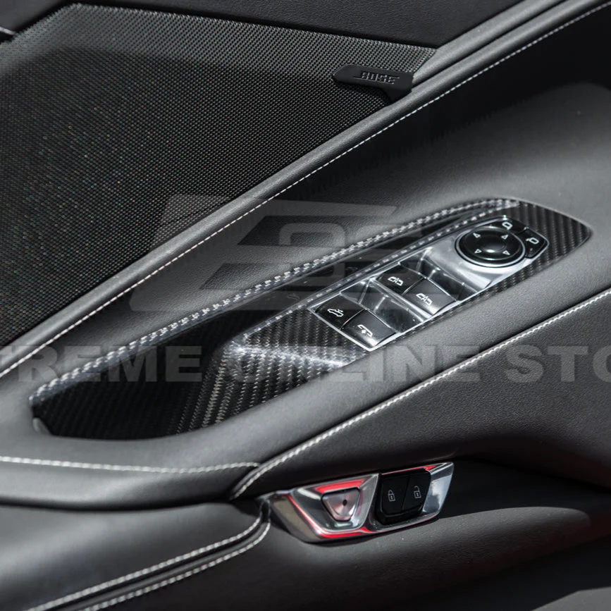 Corvette C8 DRY CARBON FIBER Door Window Control Panel Switch Cover - Image 6