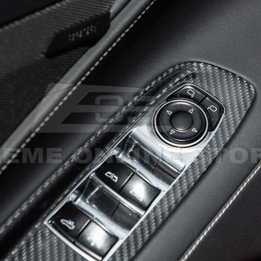 Corvette C8 DRY CARBON FIBER Door Window Control Panel Switch Cover - Image 7