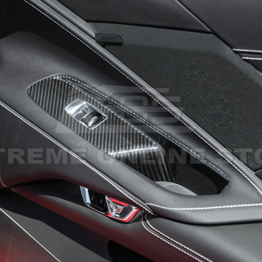 Corvette C8 DRY CARBON FIBER Door Window Control Panel Switch Cover - Image 9