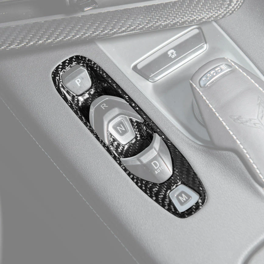 Corvette C8 DRY CARBON FIBER Gear Switch Control Panel Trim Cover Overlay - Image 3