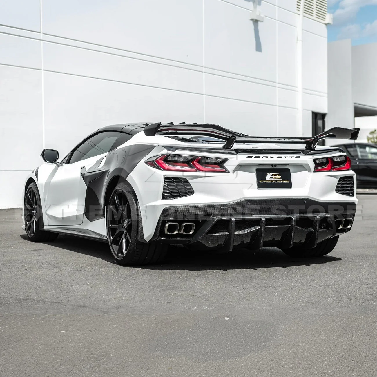 2020-Up Corvette C8 DRY CARBON FIBER Rear Bumper Diffuser Quad Exit - Image 4