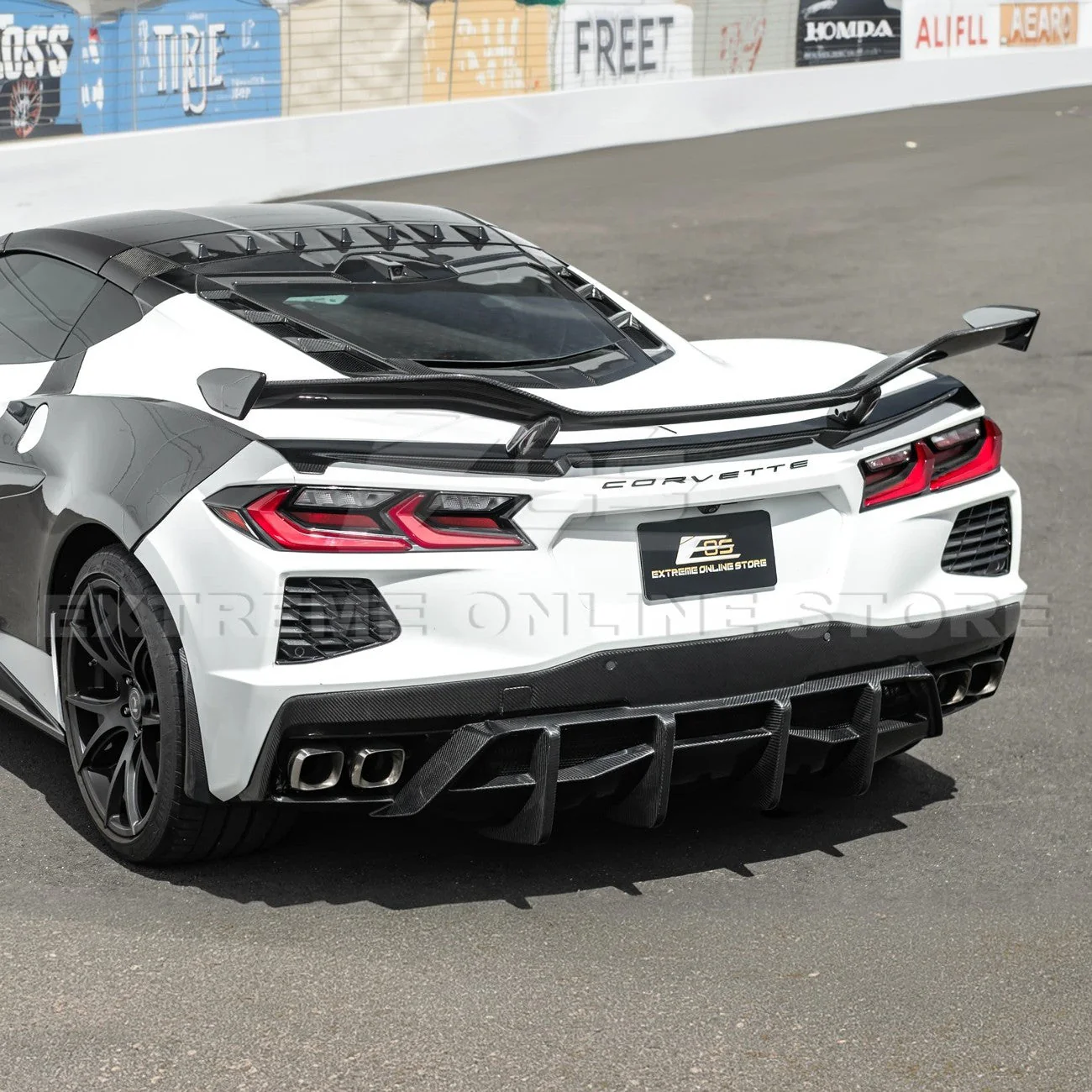 2020-Up Corvette C8 DRY CARBON FIBER Rear Bumper Diffuser Quad Exit - Image 5