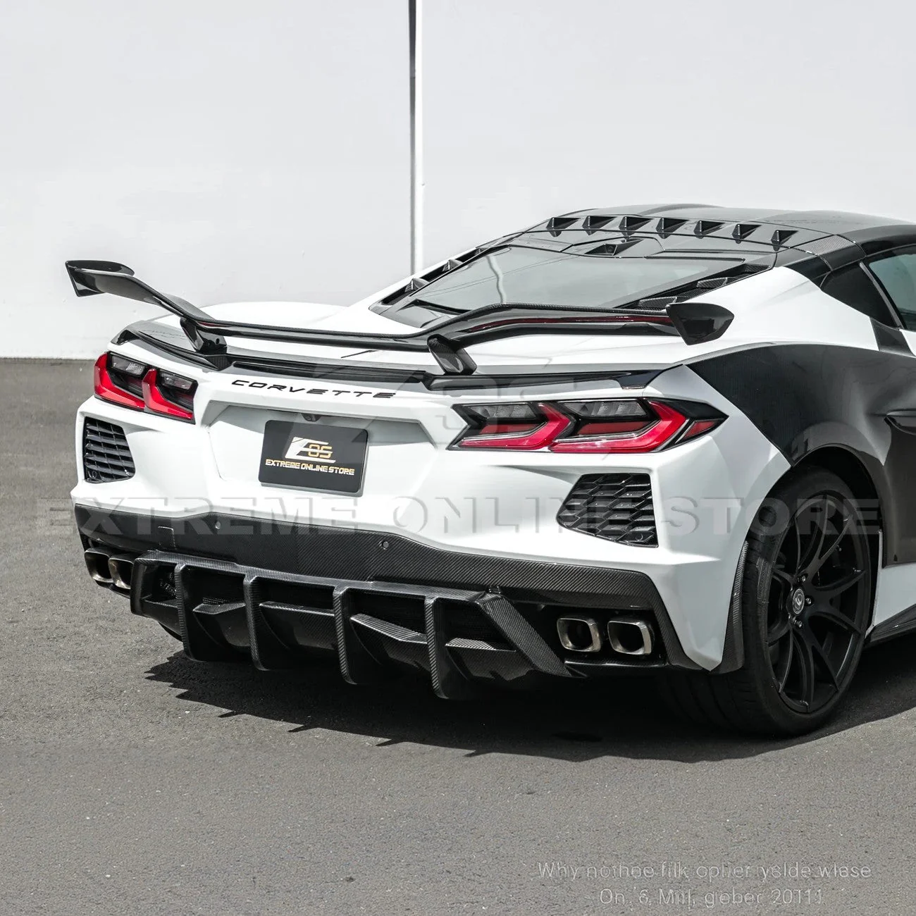 2020-Up Corvette C8 DRY CARBON FIBER Rear Bumper Diffuser Quad Exit - Image 9